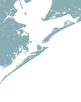 Galveston Coastal Map — Fine Art Print Horizontal, soft-blue, No Frame, 10x8