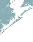 Galveston Coastal Map — Fine Art Print Vertical, soft-blue, No Frame, 8x10