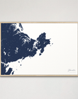 Gloucester Coastal Map — Canvas Horizontal, navy, Natural Oak