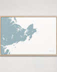 Gloucester Coastal Map — Canvas Horizontal — soft-blue, Light Wood