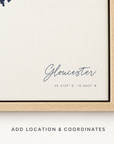 Gloucester canvas map — location and coordinates customization