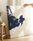 Gloucester navy vertical wrapped canvas map in the ratio 2:3 hand mockup
