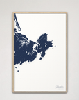 Gloucester Coastal Map — Canvas Vertical, navy, Natural Oak