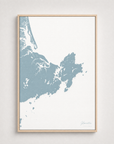 Gloucester Coastal Map — Canvas Vertical — soft-blue, Light Wood
