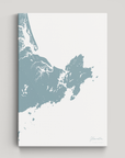 Gloucester Coastal Map — Canvas Vertical, soft-blue, No Frame