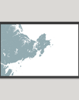 Gloucester Coastal Map — Fine Art Print Horizontal, soft-blue, Black Frame, 10x8