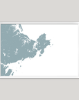 Gloucester Coastal Map — Fine Art Print Horizontal, soft-blue, White Frame, 10x8