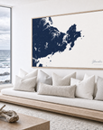 Gloucester canvas map — sea-view bench interior