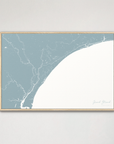 Grand Strand Coastal Map — Canvas Horizontal, soft-blue, Natural Oak
