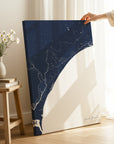 Grand Strand navy vertical wrapped canvas map in the ratio 2:3 hand mockup