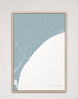 Grand Strand Coastal Map — Canvas Vertical — soft-blue, Light Wood
