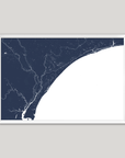 Grand Strand Coastal Map — Fine Art Print Horizontal, navy, White Frame, 10x8