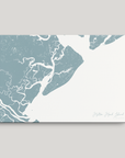 Hilton Head Island Coastal Map — Canvas Horizontal, soft-blue, No Frame