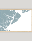 Hilton Head Island Coastal Map — Fine Art Print Horizontal, soft-blue, Oak, 10x8