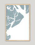 Hilton Head Island Coastal Map — Fine Art Print Vertical, soft-blue, Oak, 8x10