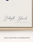 Jekyll Island canvas map — location and coordinates customization