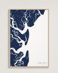 Jekyll Island Coastal Map — Canvas Vertical — navy, Light Wood