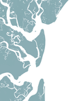 Jekyll Island Coastal Map — Fine Art Print Horizontal, soft-blue, No Frame, 10x8