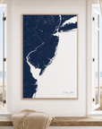 Jersey Shore canvas map — window-scene interior
