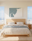 Jersey Shore soft blue horizontal wrapped canvas map in the ratio 3:2 hand mockup