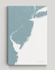 Jersey Shore Coastal Map — Canvas Vertical, soft-blue, No Frame