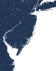 Jersey Shore Coastal Map — Fine Art Print Vertical, navy, No Frame, 8x10