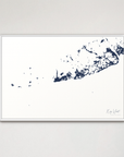 Key West Coastal Map — Canvas Horizontal, navy, White Frame