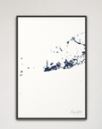 Key West Coastal Map — Canvas Vertical, navy, Black Frame