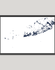 Key West Coastal Map — Fine Art Print Horizontal, navy, Black Frame, 10x8