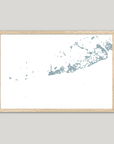 Key West Coastal Map — Fine Art Print Horizontal, soft-blue, Oak, 10x8