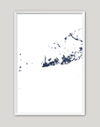 Key West Coastal Map — Fine Art Print Vertical, navy, White Frame, 8x10
