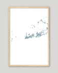 Key West Coastal Map — Fine Art Print Vertical, soft-blue, Oak, 8x10