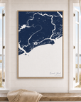 Kiawah Island canvas map — window-scene interior