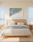 Kiawah Island soft blue horizontal wrapped canvas map in the ratio 3:2 hand mockup