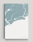 Kiawah Island Coastal Map — Canvas Vertical, soft-blue, No Frame