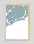 Kiawah Island Coastal Map — Fine Art Print Vertical, soft-blue, Oak, 8x10