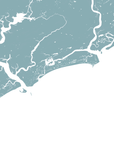Kiawah Island Coastal Map — Fine Art Print Vertical, soft-blue, No Frame, 8x10