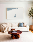 Block Island canvas map art in livingroom setting