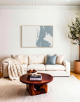 Clearwater Beach canvas map art in livingroom setting