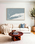 Connecticut Coast canvas map art in livingroom setting