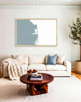 Delaware Beaches matte map art in livingroom setting