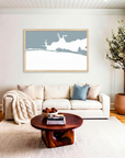 Destin matte map art in livingroom setting