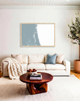 First Coast / Northeast Florida matte map art in livingroom setting