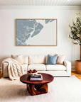 Hilton Head Island canvas map art in livingroom setting