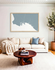 Long Beach matte map art in livingroom setting