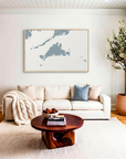 Martha's Vineyard canvas map art in livingroom setting