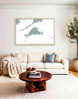 Martha's Vineyard matte map art in livingroom setting