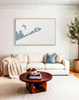Montauk canvas map art in livingroom setting