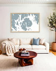 Mount Desert matte map art in livingroom setting