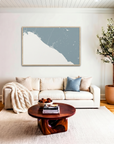Newport Beach canvas map art in livingroom setting